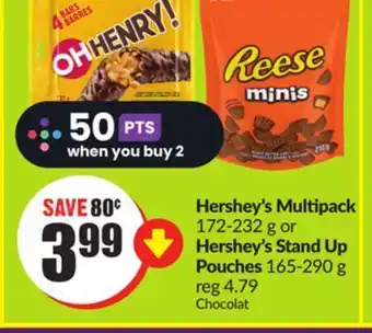 Chalo FreshCo Hershey's multipack 172-232 g or hershey's stand up pouches 165-290 g offer