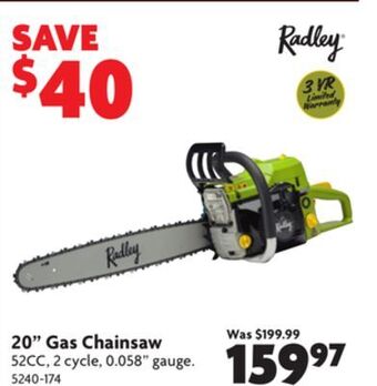 Home Hardware 20" gas chainsaw offer