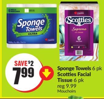 Chalo FreshCo Sponge towels 6 pk scotties facial tissue 6 pk offer