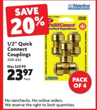 Home Hardware 1/2" quick connect couplings offer
