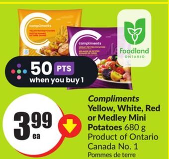 Chalo FreshCo Compliments yellow, white, red or medley mini potatoes 680 g product of ontario canada no. 1 offer