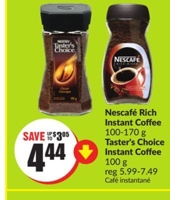 Chalo FreshCo Nescafé rich instant coffee 100-170 g taster's choice instant coffee 100 g offer