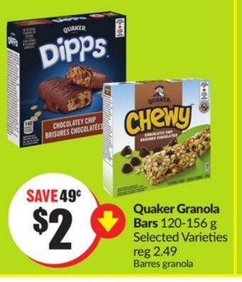 Chalo FreshCo Quaker granola bars 120-156 g selected varieties offer