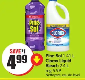 FreshCo Pine-sol 1.41 l clorox liquid bleach 2.4 l offer