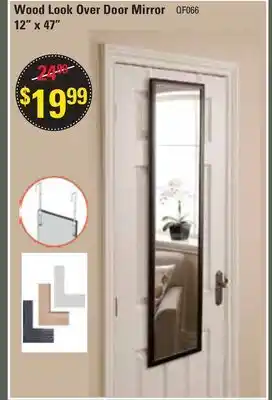 Wood look over door mirror