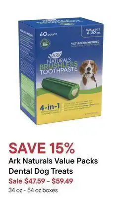 Petvalu Ark naturals value packs dental dog treats offer