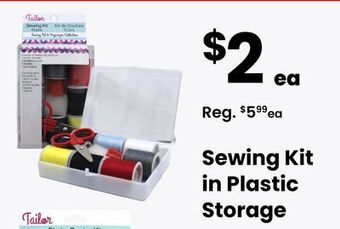 Sewing kit in plastic storage