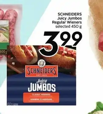Sobeys Schneiders Juicy Jumbos Regular Wieners offer