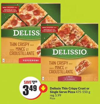 FreshCo Delissio thin crispy crust or single serve pizza offer