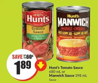 FreshCo Hunt's tomato sauce or manwich sauce offer