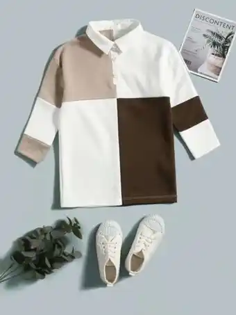 SheIn Girls color block polo neck blouse offer