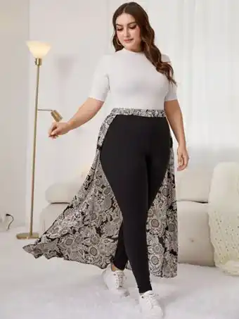 SheIn Plus floral print draped skinny pants offer