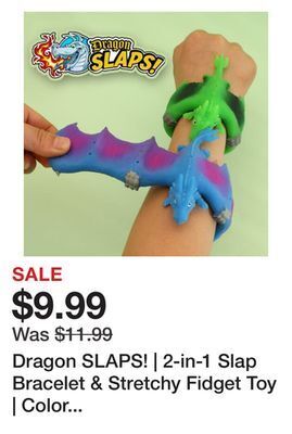Showcase Dragon slaps! | 2-in-1 slap bracelet & stretchy fidget toy | color ships assorted offer