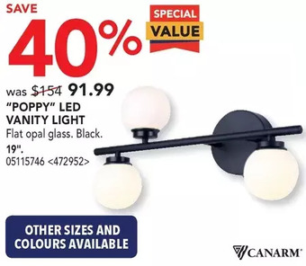Lowe's Canarm "poppy" led vanity light offer