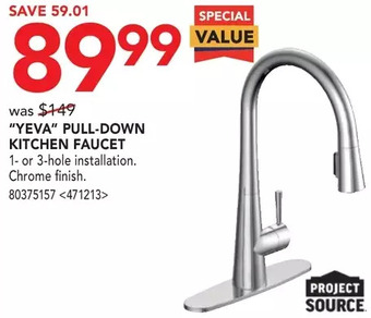 Lowe's "yeva" pull-down kitchen faucet offer