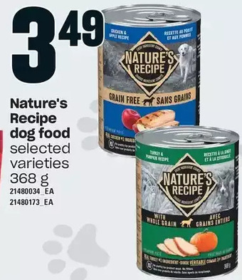 Independent Grocer Nature's recipe dog food offer