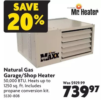 Home Hardware Natural gas garage/shop heater offer