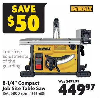 Home Hardware 8-1/4" compact job site table saw offer