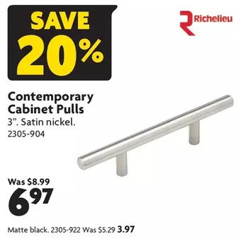 Home Hardware Contemporary cabinet pulls: satin nickel finish | matte black finish offer