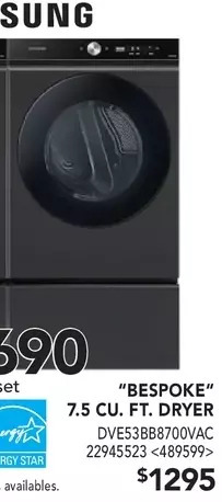RONA Samsung "bespoke" 7.5 cu. ft. dryer offer