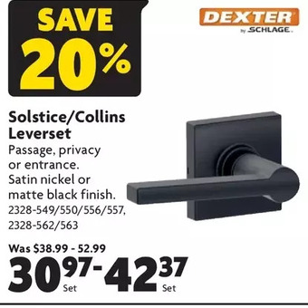 Home Hardware Solstice/collins leverset offer