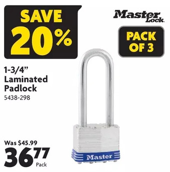 Home Hardware 1-3/4" laminated padlock offer