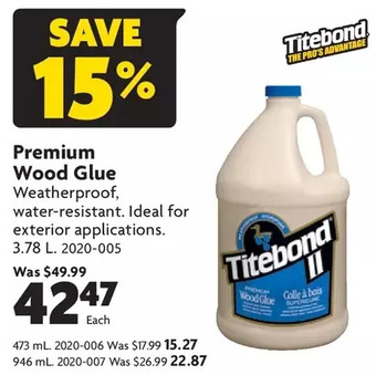 Home Hardware Premium wood glue: 473 ml | 946 ml | 3.78 l offer