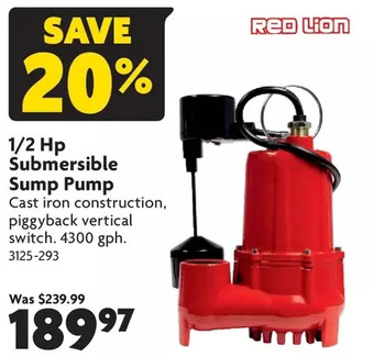 Home Hardware 1/2 hp submersible sump pump offer