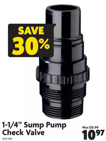 Home Hardware 1-1/4" sump pump check valve offer
