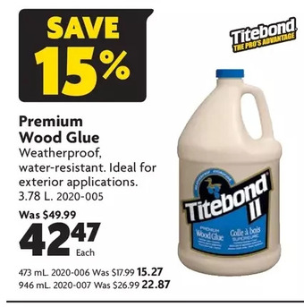 Home Hardware Premium wood glue: 473 ml | 946 ml | 3.78 l offer