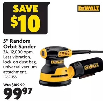 Home Hardware 5" random orbit sander offer