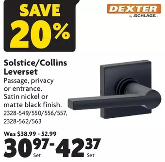 Home Hardware Solstice/collins leverset offer