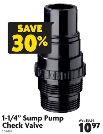 Home Hardware 1-1/4" sump pump check valve offer