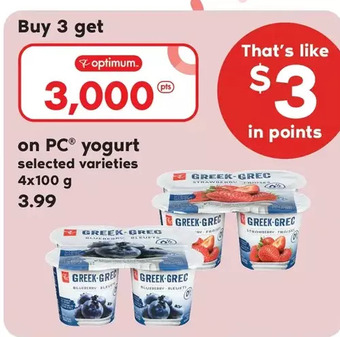 Loblaws Pc yogurt offer