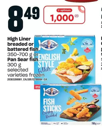 Loblaws High liner breaded or battered fish or pan sear fish offer