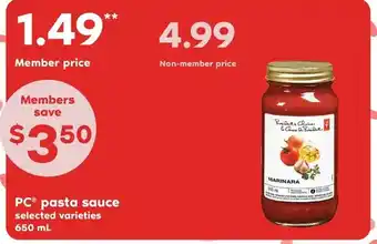 Loblaws Pc pasta sauce offer