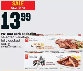 Loblaws Pc bbq pork back ribs offer