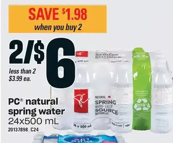 Zehrs Markets Pc natural spring water offer