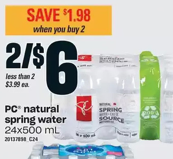 Loblaws Pc natural spring water offer