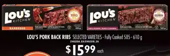 Loblaws Lou's pork back ribs - fully cooked offer