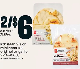 Loblaws Pc naan or mini naan offer