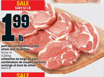 Independent Grocer Pork loin combination chops sirloin and rib portions offer