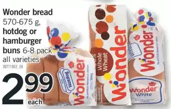 Fortinos Wonder bread, hotdog or hamburger buns offer