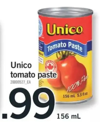 Fortinos Unico tomato paste offer