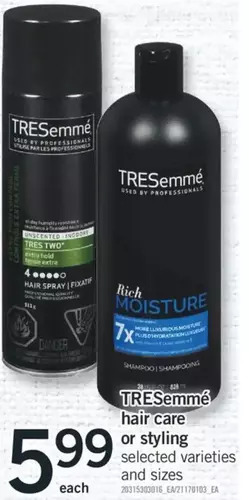 Fortinos Tresemme hair care or styling offer