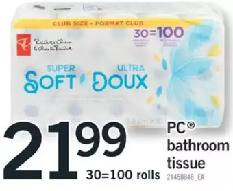 Fortinos Pc bathroom tissue offer