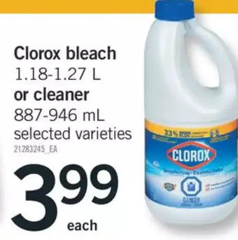 Fortinos Clorox bleach or cleaner offer