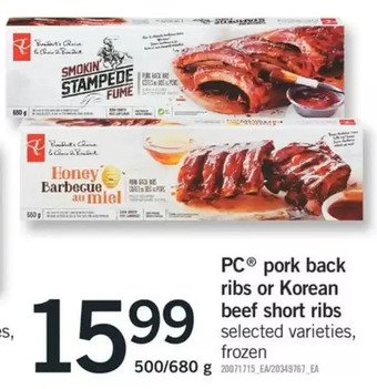 Fortinos Pc pork back ribs or korean beef short ribs offer