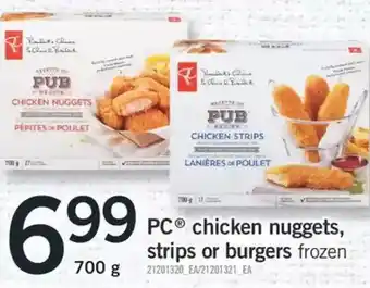 Fortinos Pc chicken nuggets, strips or burgers frozen offer