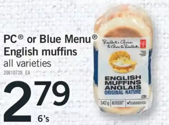 Fortinos Pc or blue menu english muffins offer